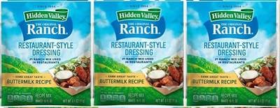 Hidden Valley Buttermilk Ranch Salad Dressing & Seasoning Mix, Gluten Free - Pack of 3