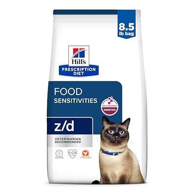 HILL'S PRESCRIPTION DIET z/d Skin/Food Sensitivities Dry Cat Food | #1 Veterinarian Recommended, Hydrolyzed Chicken Recipe, 8.5 lb. Bag