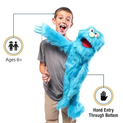 30" Blue Monster Puppet, Full Body Ventriloquist Style Puppet