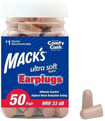 Mack's Ultra Soft Foam Earplugs, 50 Pair - 33dB Highest NRR | Made in USA