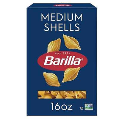 Barilla Medium Shells Pasta, 16 oz. Box - Non-GMO, Made with Durum Wheat Semolina - Kosher Certified