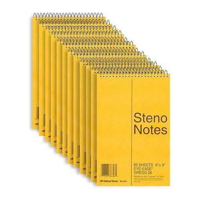 National Brand Brown Board Cover Steno Notebook, Green Paper, 6"x9", 12 Notebooks with 60 Sheets each (36646)