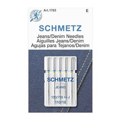 SCHMETZ Jean & Denim Sewing Machine Needles - Precision Needles for Heavy Fabric, Size 110/18, 5-Needle Cards, Pack of 1