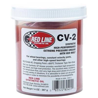 Red Line 80401 High Performance CV-2 Synthetic Grease Cartridge with Red Moly - 14 Ounce Jar