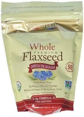 Spectrum Naturals Organic Whole Premium Flax Seeds Bag, 15 Ounce