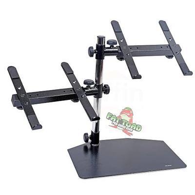 Fat Toad Double DJ Laptop Stand (Table-Top PRO Edition) – 2 Tier Portable PC Computer Equipment Rack with Support Mounts for Music Studio Mixers, Controllers, Monitors & Disc Jockey Booth Gear