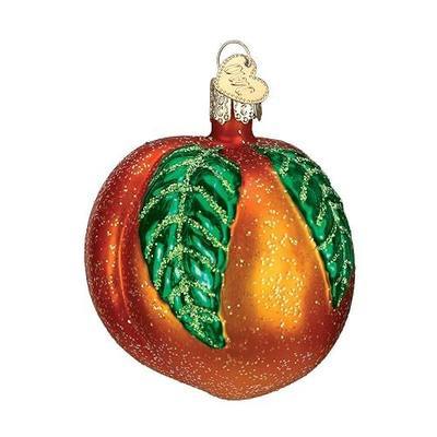 Old World Christmas Peach Glass Blown Ornament for Christmas Tree, Handcrafted Holiday Decoration, Fruit Collection