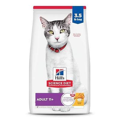 Hill's Science Diet Senior 11+ Dry Cat Food | #1 Veterinarian Recommended, Chicken Recipe, 3.5 lb. Bag