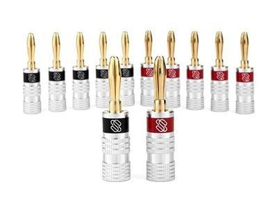 Sewell Silverback Banana Plugs, 24k Gold Dual Screw Lock Speaker Connector, 6 Pairs