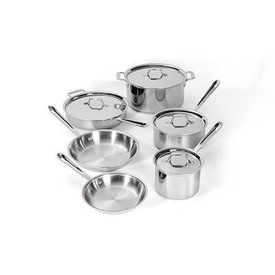 All-Clad D3® Stainless Steel 10 Piece Cookware Set- Made in USA- Includes Frying Pans, Saucepan, Sautépan, Stockpot - Professional Grade -Oven Safe & Induction Compatible