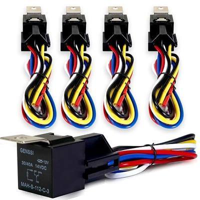30/40 AMP Auto LED Light Bar Relay Wiring Harness SPDT 12V 40A (Pack of 5)