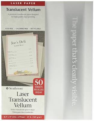Strathmore 59-854 Laser Vellum Inkjet Paper, 8.5"x11", 50 Sheets,white/ivory