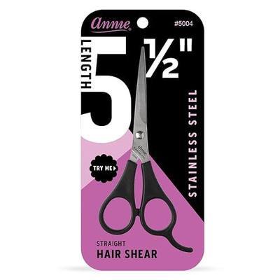 Annie Professional Stainless Steel Hair Cutting Shears – 5.5 Inch Sharp Barber Scissors for Men Women & Kids – Ergonomic Salon Hairdressing Scissors with Finger Rest – Silver