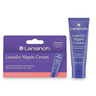 Lansinoh Lanolin Nipple Cream Safe for Breastfeeding Baby, 100% Natural Nipple Butter, Breastfeeding Essentials for Postpartum Moms, 1.41 Ounces