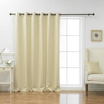 Best Home Fashion Wide Width Flame Retardant Thermal Insulated Blackout Curtain - Antique Bronze Grommet Top - Beige - 80"W x 96"L - (1 Panel)