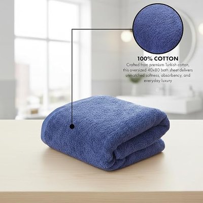 THIRSTY Towels Oversized Luxury 40x80 Bath Sheet - 100% Turkish Cotton, Ultra Soft, Thick & Absorbent Towel for Bathroom, Spa, Beach & Pool, Hotel Quality Comfort | Navy Blue