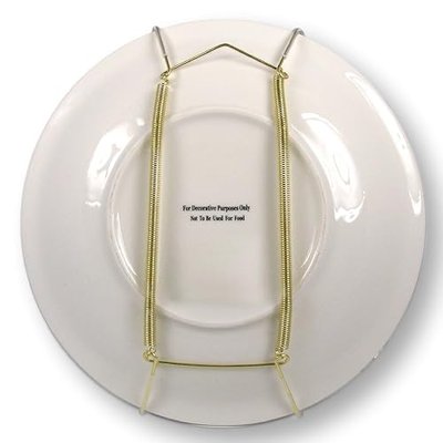 Brass Plate Hangers for Wall Display 10–14 Inch – Set of 4 Vinyl Coated Wire Holders with Hooks & Nails – Invisible Plate Display for Decorative Plates