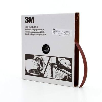 3M™ Utility Cloth Roll 314D, P80 J-weight, 1 in x 50 yd, 5 ea/Case