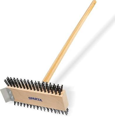 SPARTA 4002600 Stainless Steel Grill Brush, Grill Scraper With Long Handle For Commercial Cleaning, Kitchens, Restaurants, Bathrooms, 30 Inches, Brown