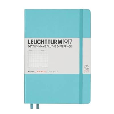 Leuchtturm1917 Premium Leather Bound Notebooks and Accessories-Light Blue-Squared-Medium