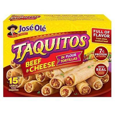 Jose Ole Flour Taquitos Beef & Cheese Frozen Box, 22.5 Ounce