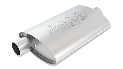 BORLA 40357 ProXS Universal Performance Muffler 2.25" Offset Inlet / 2.25" Center Outlet 4" x 9.5" Oval x 14" Long body 19" Overall Length Reversible Design T-304 Stainless Steel