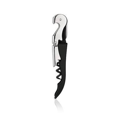 True Truetap Double Hinged Waiter's Corkscrew Wine Opener, Stainless Steel Wine Bottle Opener with Built In Foil Cutter, Home Bar Tools, Bar Cart Accessories, Wedding Gifts, Set of 1, Black