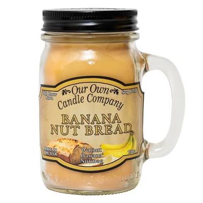 Our Own Candle Company Banana Nut Bread Scented Mason Jar Candle 13 oz | Warm, fresh-baked, nutty aroma; 100-hour burn; soy blend; great gift
