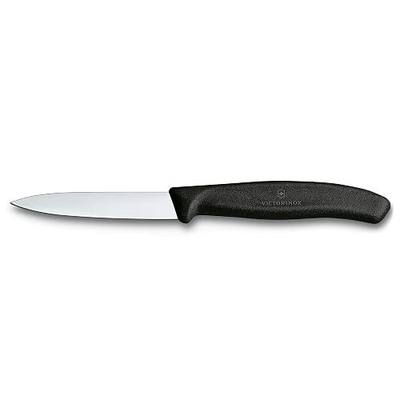 Victorinox Swiss Classic 3.25" Paring Knife, Straight Edge Spear Point | Indispensable vegetable knife with a black ergonomic non-slip handle, NSF approved and dishwasher safe kitchen cutlery