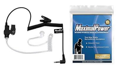MaximalPower RHF 617-1N 3.5mm RECEIVER/LISTEN ONLY Surveillance Headset Earpiece with Clear Acoustic Coil Tube Earbud Audio Kit For Two-Way Radios, Transceivers and Radio Speaker Mics Jacks , Black