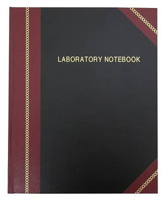 BookFactory Professional Grade Lab Notebook, Hardbound, 96 Pages | Ruled Format, Black & Burgundy Imitation Leather Cover, 8'' x 10'' - Made in USA