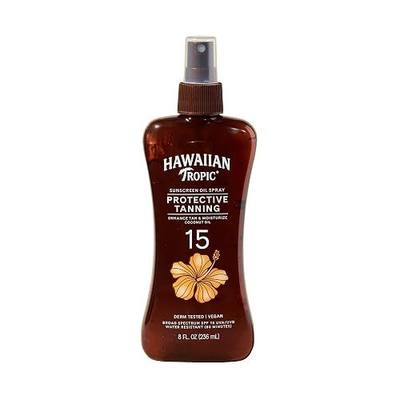 Hawaiian Tropic Sunscreen Protective Tanning Dry Oil Broad Spectrum Sun Care Sunscreen Spray - SPF 15, 8 Ounce, Sun
