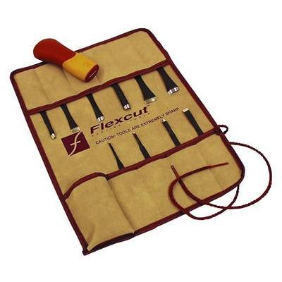 FLEXCUT Wood Carving Tools | 11 Piece Craft Carver Set | Includes 10 1095 High Carbon Steel Blades and Interchangeable Ergonomic ABS Handle | SK107 | Made in the U.S.A.