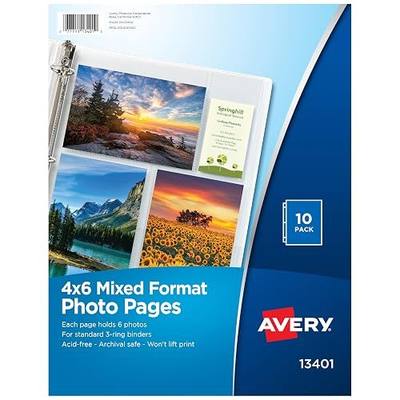 Avery Clear Mixed Format Photo Pages for 3 Ring Binder, Acid Free, Holds 4" x 6" Photos, 10 Photo Protectors (13401)