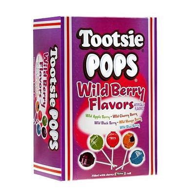 Tootsie Roll Tootsie Pops Assorted with Chocolatey Center, 3.75 Pound, 100 Count Giveaway Box, Peanut Free, Gluten Free Wild Berry Flavors, 60 Ounce