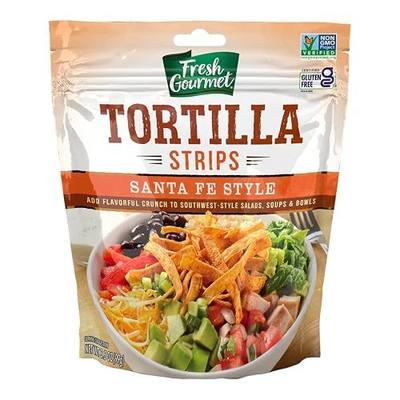Fresh Gourmet Santa Fe Style Tortilla Strips | 3.5 Ounce, Pack of 9 | Low Carb | Crunchy Snack and Salad Topper