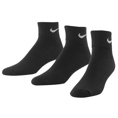 Nike Men's Quarter Cut Moisture Management Socks 3 pack (Large (Fits mens shoe size 8-12), Black/White)