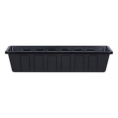 Root & Vessel Poly-Pro Plastic Flower Box Planter, Black, 24-Inch