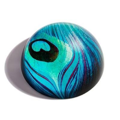 The Metropolitan Museum of Art Glass Peacock Feather Paperweight, Desk Décor