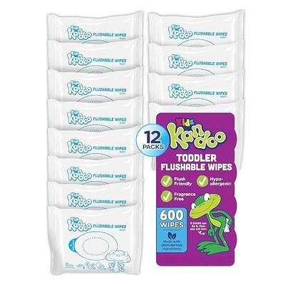 Flushable Wipes for Baby and Kids by Kandoo, Sensitive and Unscented Formula, Hypoallergenic Potty Training Wet Cleansing Cloths, 50 Count, Pack of 12