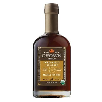 Crown Maple Organic 100% Pure Dark Color Robust Taste Maple Syrup, Flavor Marinades, Cocktails, Pancakes, Squash & Bacon, 12.7 Fl Oz
