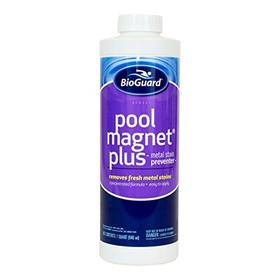 BioGuard Pool Magnet Plus Metal Stain Preventer, 1 Quart, Single Pack | Concentrated Formula, Works Quickly & Easy to Apply Effective Pool Maintenance