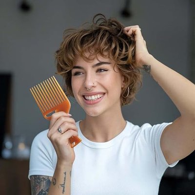 Cricket Ultra Smooth Hair Pick Comb for Volumizing, Detangling, and Reducing Frizz - Enriched with Argan, Olive Oil, and Keratin Infused, Ideal for Curly, Thick, and Long Hair