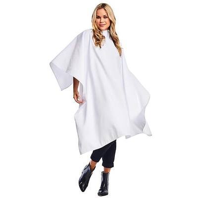 BD Barber Lightweight Crinkle Nylon Hair Cutting/Styling Cape, Water Resistant, Machine Washable, Permanent Crinkle Nylon, Repels Hair, Snap Closure at Neck, Generous 54 x 60 inch Size, White