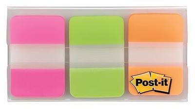Post-it Tabs, 1 in, Solid, Pink, Green, Orange, 12 Tabs/Color, 36 Tabs/On-the-Go Dispenser (686-PGOT)