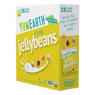 YumEarth Organic Jelly Beans - Fruity Candy Snack Packs, Gluten Free Snacks for Kids - Allergy Friendly, Non-GMO, No Artificial Dyes - Assorted Flavors, 7.5 oz. (Pack of 15)