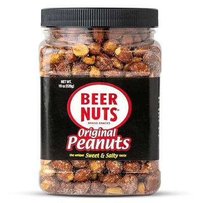 BEER NUTS Original Peanuts, Resealable Jar, Sweet and Salty, Gluten-Free, Kosher, Low Sodium Peanut Snacks (19oz)