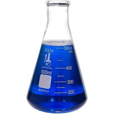 Erlenmeyer Flask, 500ml, Karter Scientific 213G29 (Single) | 3.3 Borosilicate Glass, Narrow Mouth
