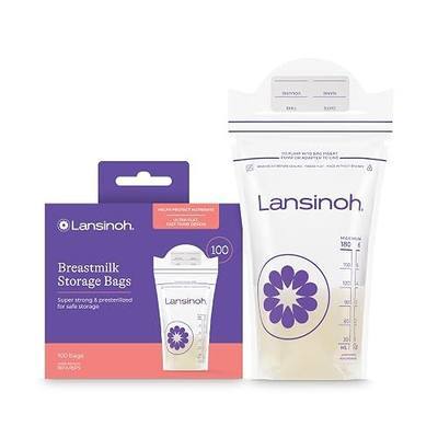 Lansinoh Breastmilk Storage Bags, 100 Count, Baby Essentials, Fast Freeze & Thaw Breast Milk Bags for Baby Bottle Feeding, Strength & Stretch, 6 Ounce | Fast Freeze & Thaw Milk Bags for Baby Bottle Feeding, Baby Essentials