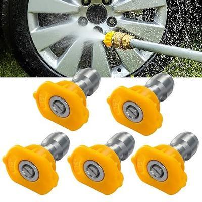 Podoy 15 Degree Pressure Washer Nozzle Tips, 1/4" Quick Connect Yellow Spray Tips, 3.0 Orifice Stainless Steel Replacement Nozzles for Power Washer Up to 4000 PSI (5 Pack)